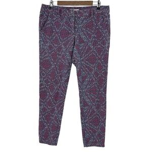 Cabi Palm Beach Floral Print Stretch Straight Leg Pants Sz 8 Preppy Office